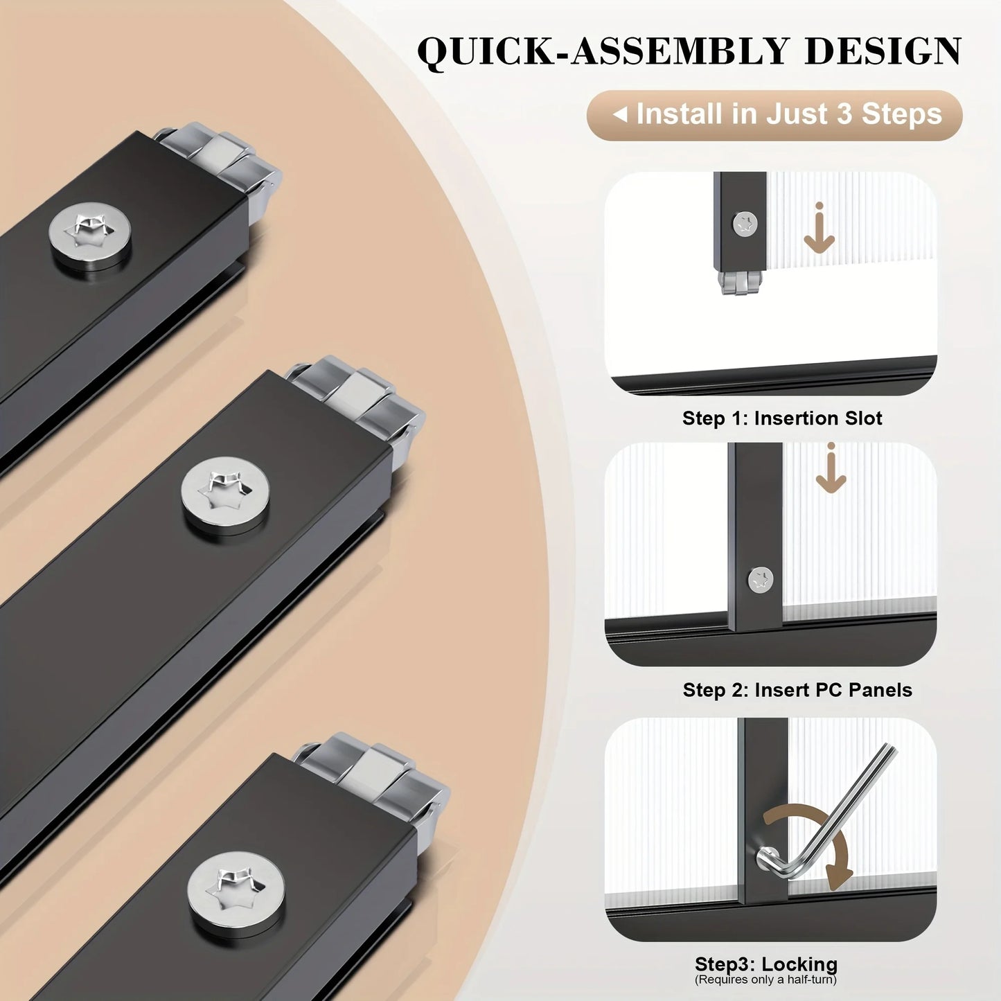 Polar Aurora 4x6FT Polycarbonate Greenhouse, PC Panels & Aluminum Frame w/ Vent Roof - UV Protection
