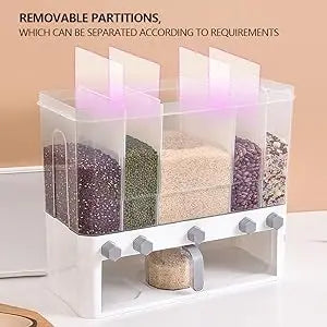 5-Grid Dry Food Dispenser Airtight Dry Food Storage Containers Cereal Dispenser Sealed Container