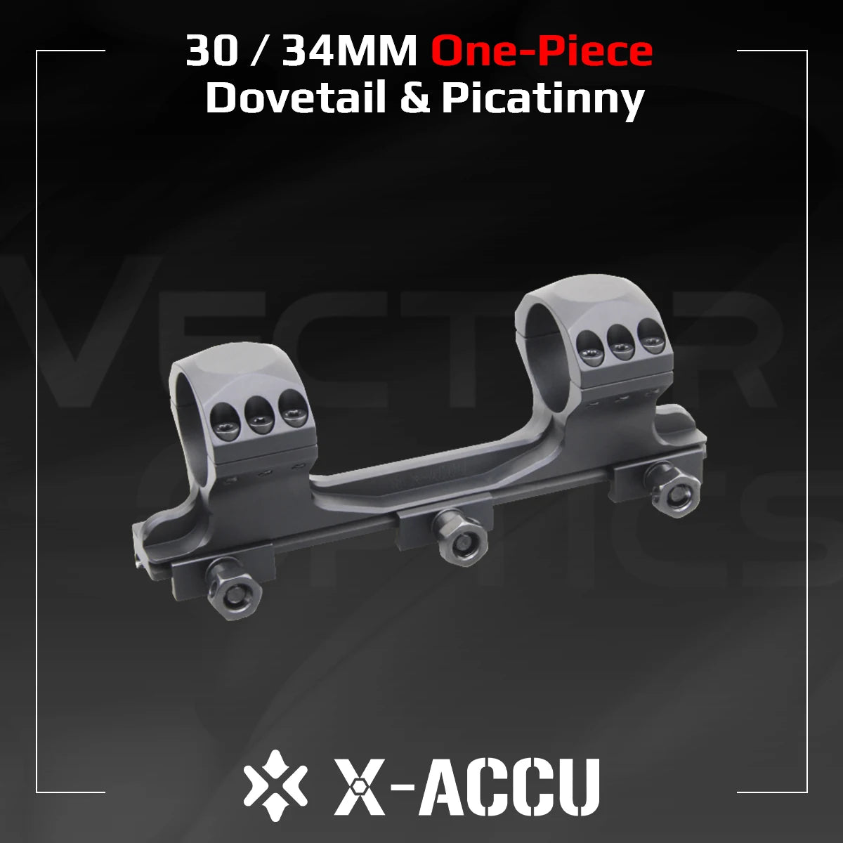 Vector Optics X-ACCU 30/34mm One Piece Dovetail & Picatinny Rings Mount 0/20 MOA Type