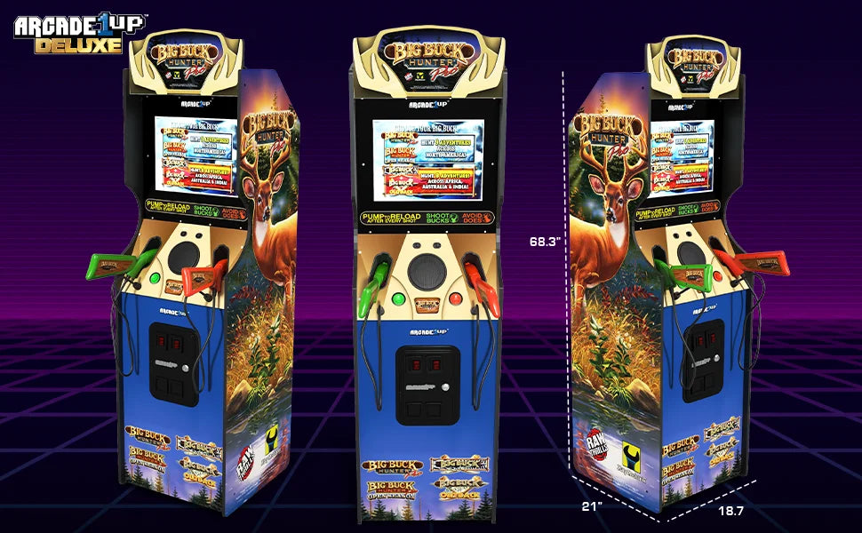 Big Buck Hunter Pro Deluxe Arcade Machine for Home, 5-Foot-Tall, 4 Classic Games, and 17-inch Screen