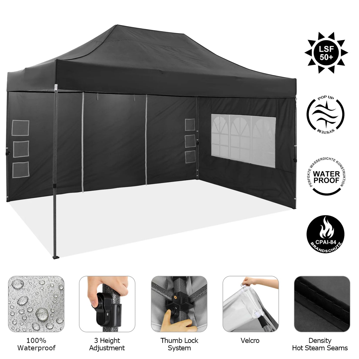 COBIZI 10x15 Heavy Duty Pop up Canopy Tent with 4 sidewalls Commercial Canopy Wedding Party Tents