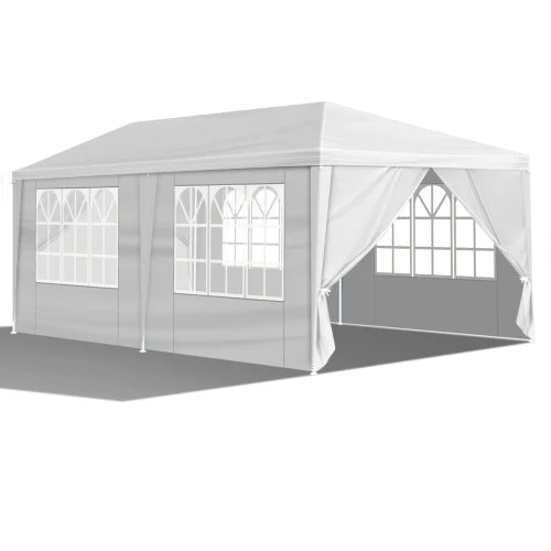 10 x 20 foot oversized activity tent with 6 flexible side panels, suitable for weddings/restaurants