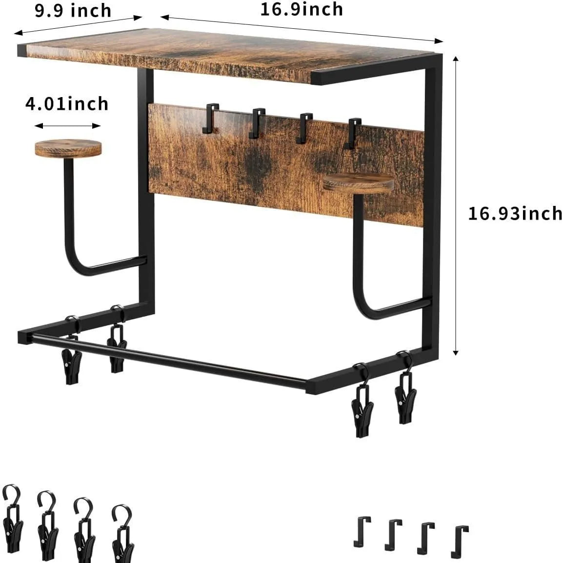 Motorcycle Helmet Holder, Wall-Mounted Rack W/4 Glove Chips & Hooks, Bike Helmets Storage Organizer