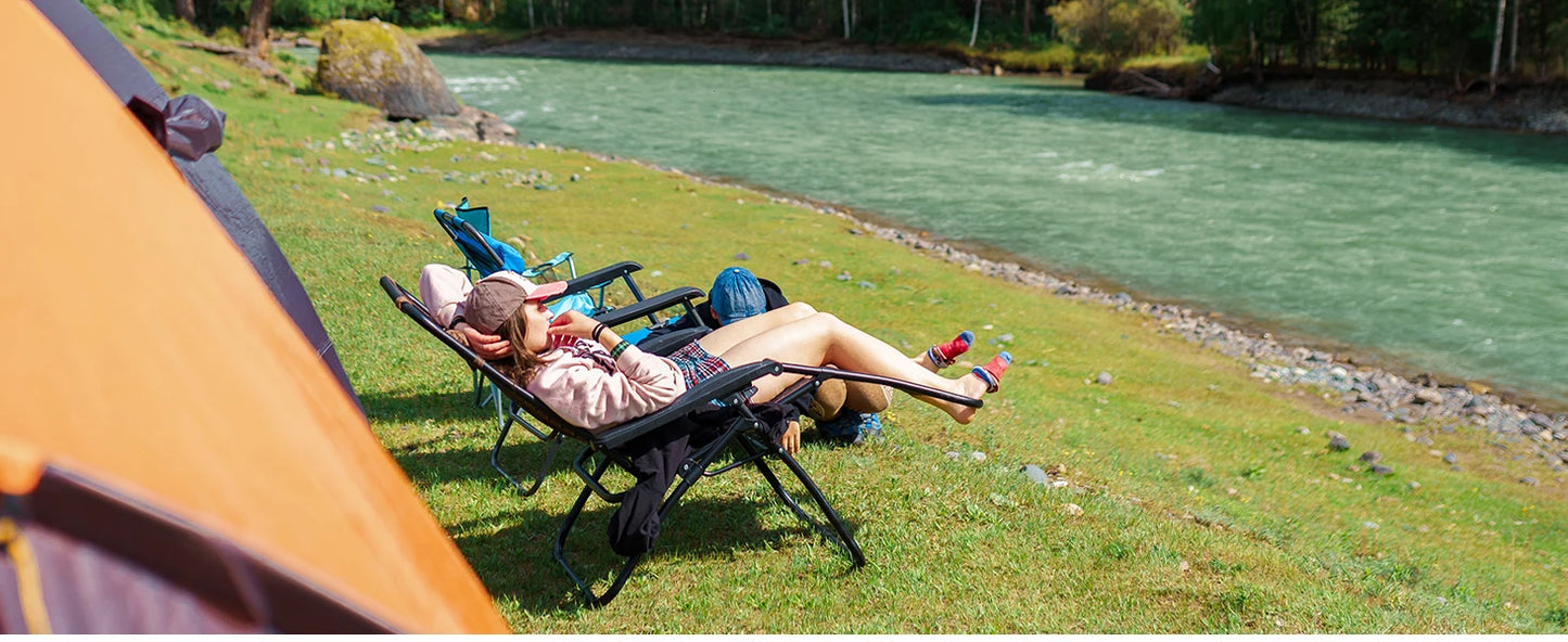 JHK Zero Gravity Portable Recliner Camping Patio Outdoor Garden Lounge Chair with Cup Holder Trays