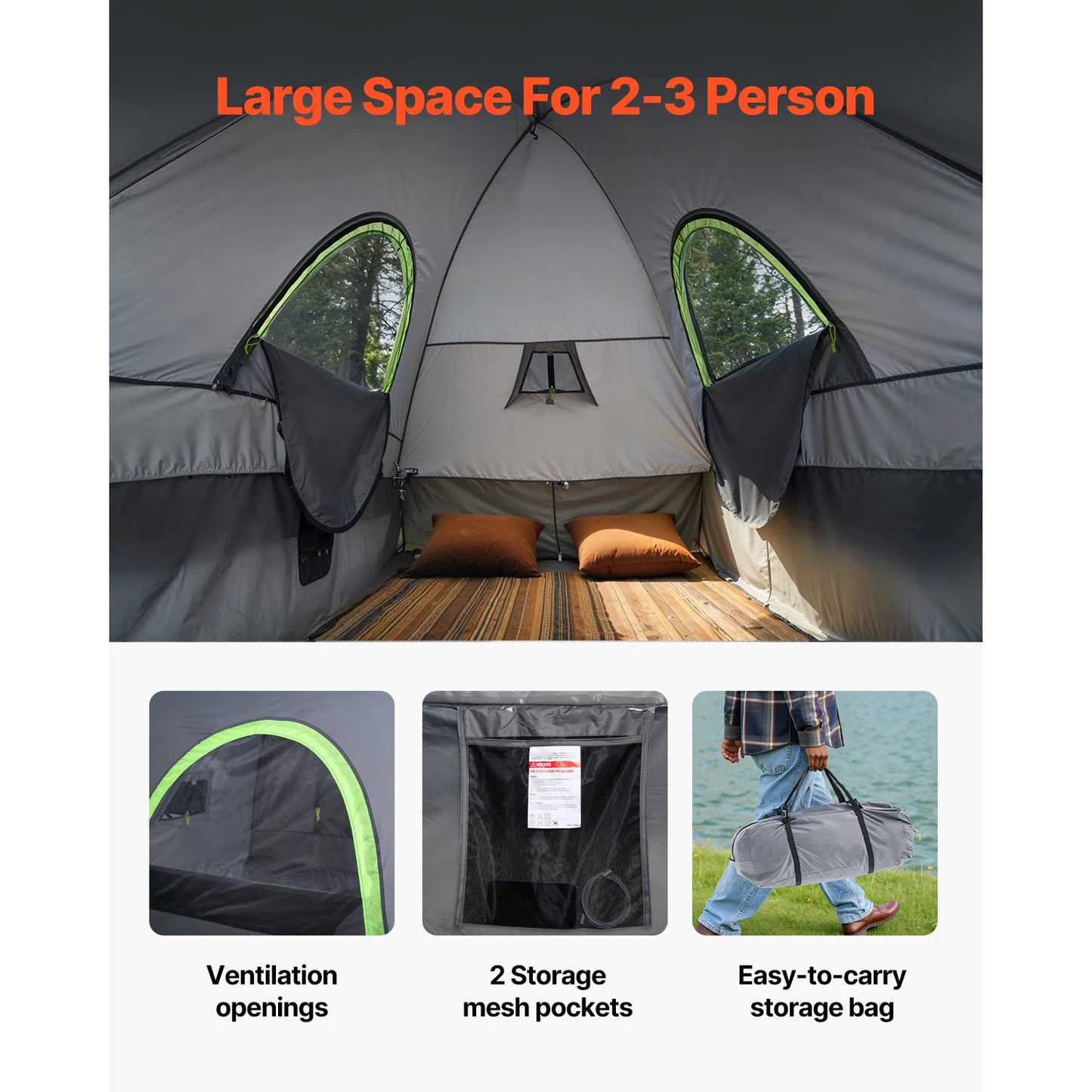 SucceBuy Pickup Truck Tent for Camping Waterproof PU2000 2-3 Person Truck Bed Tent
