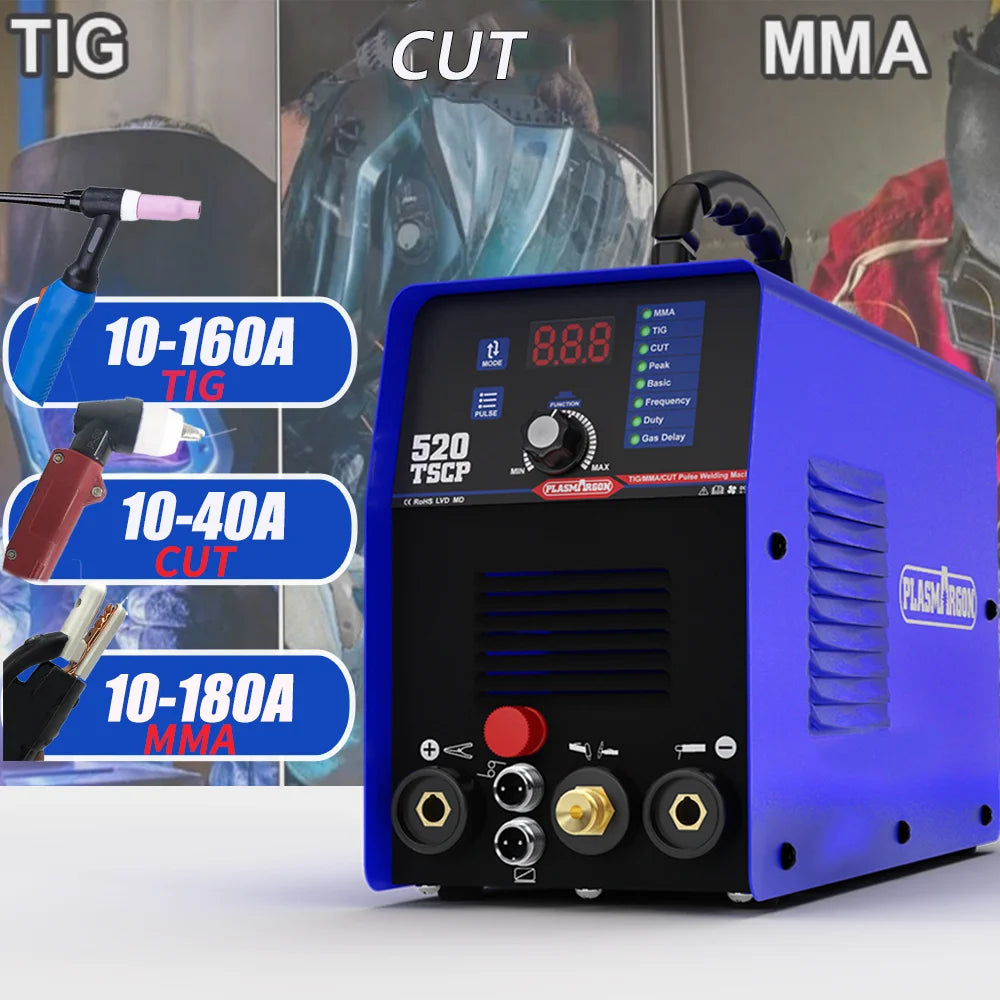 4 in 1 Plasma Cutter Welding  520TSCP DC inverter Spot Welding Machine TIG MMA  CUT IGBT Pulse CNC