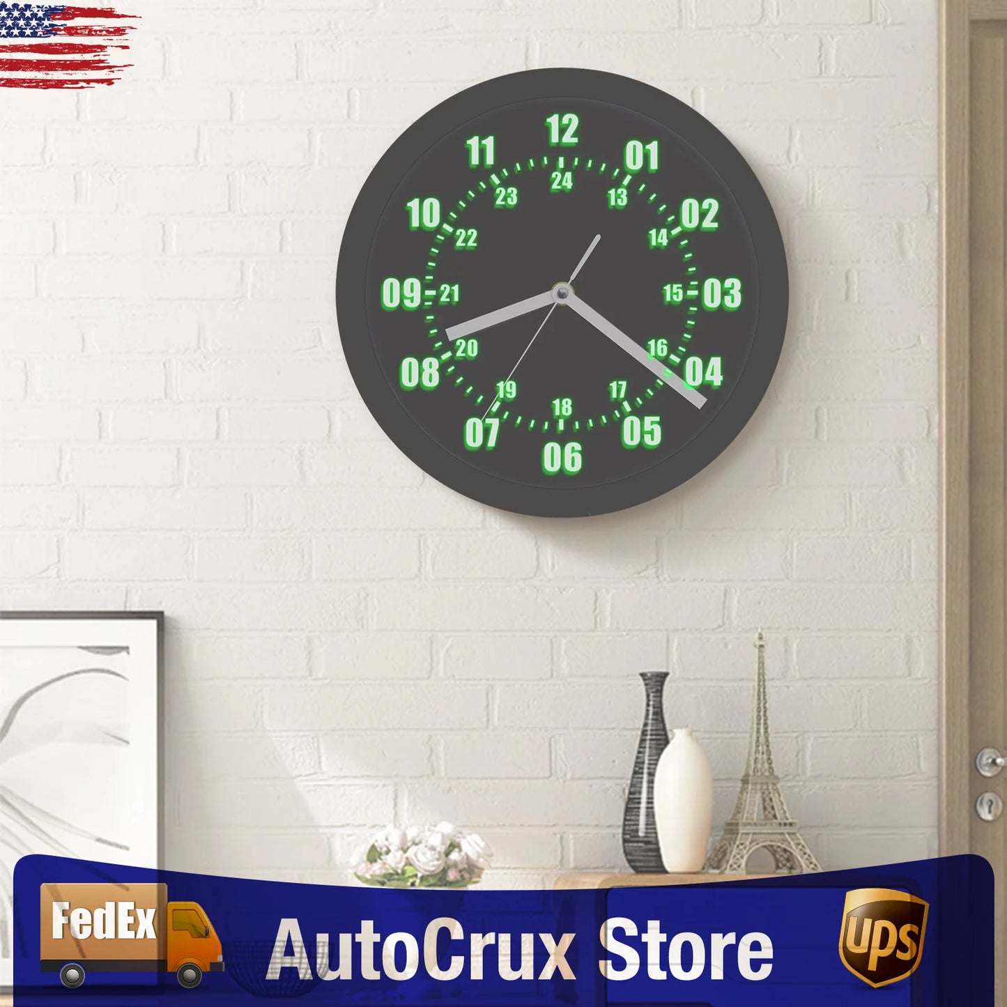 LED Indoor Outdoor Wall Clock Remote Control Luminous Wall Clock Night Lighting 12/24 Hour Display