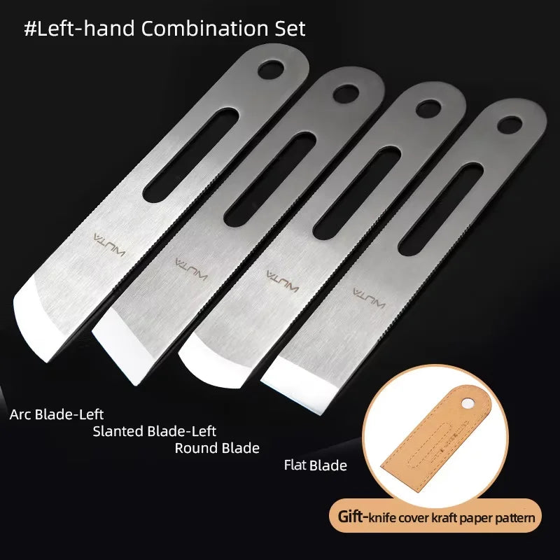 WUTA Design Professional Leather Thinning Knife Skiving, Round/Flat/Slanted Blade,Right/Left Handed