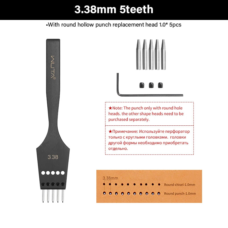 WUTA 3G Leather Punches Head Pricking Iron Removable Diamond Olive Round Hole French Style