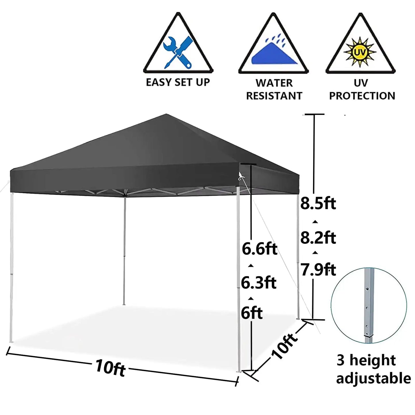 10x10 Pop Up Canopy Tent Instant Folding Canopy with 4 Weight Sandbags