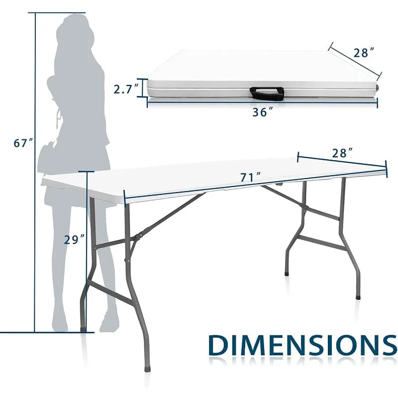 Folding Table 4/5/6ft, Heavy Duty Portable Folding Plastic Table,Folding Picnic Tables