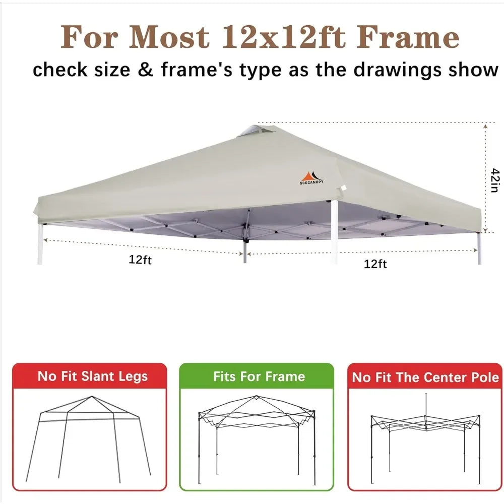 Replacement Top w/ Air Vent for 12x12 (NO Canopy Frame), Canopy Cover ONLY (PICK YOUR COLOR CANVAS)