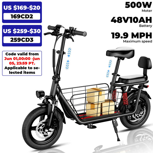 850W peak adult electric scooter,25 miles 20 MPH w/14 inch tires, dual brakes+suspension seat basket