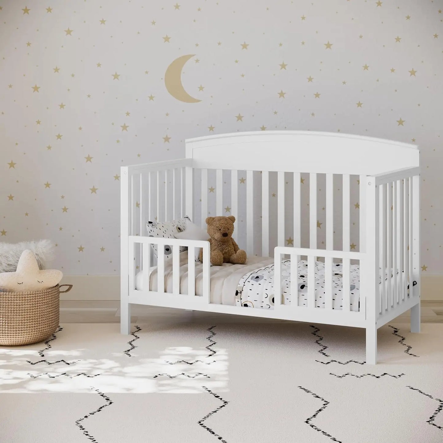 5-in-1 Convertible Crib (White) – Gold Certified, Converts from Baby Crib to Toddler Bed