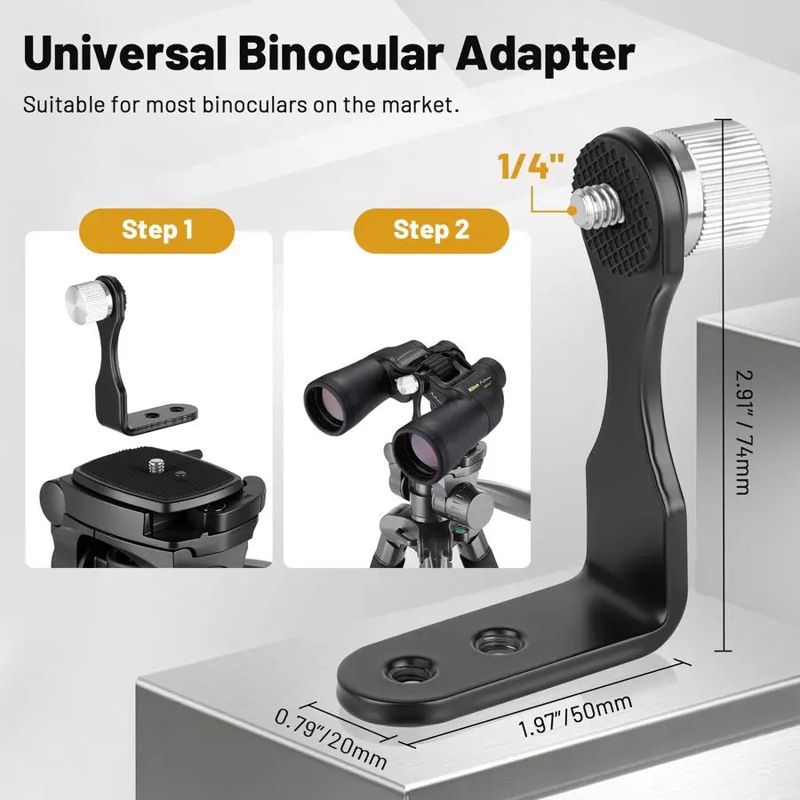 Scope Tripod, 67 Binocular Tripod with Binocular Adapter, 2 QR Plates, Phone Tablet Holder / Bag