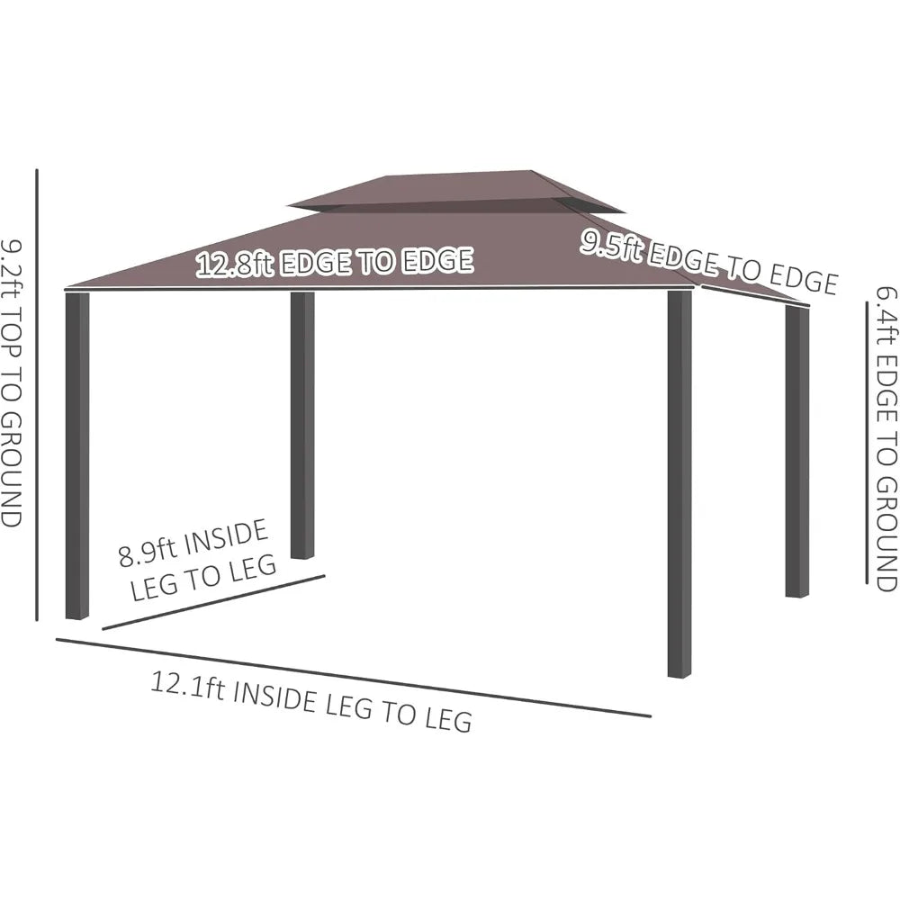 10' x 13' Patio Gazebo, Outdoor Gazebo Canopy Shelter with Netting and Curtains, Aluminum Frame