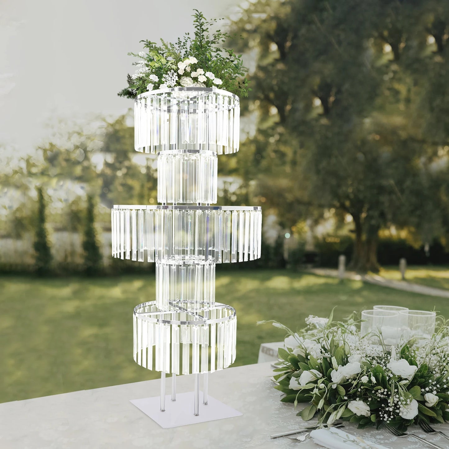 5 Tiers Gold/Silver Wedding Centerpieces Flower Stand Vase Centerpiece Acrylic Flower Stand