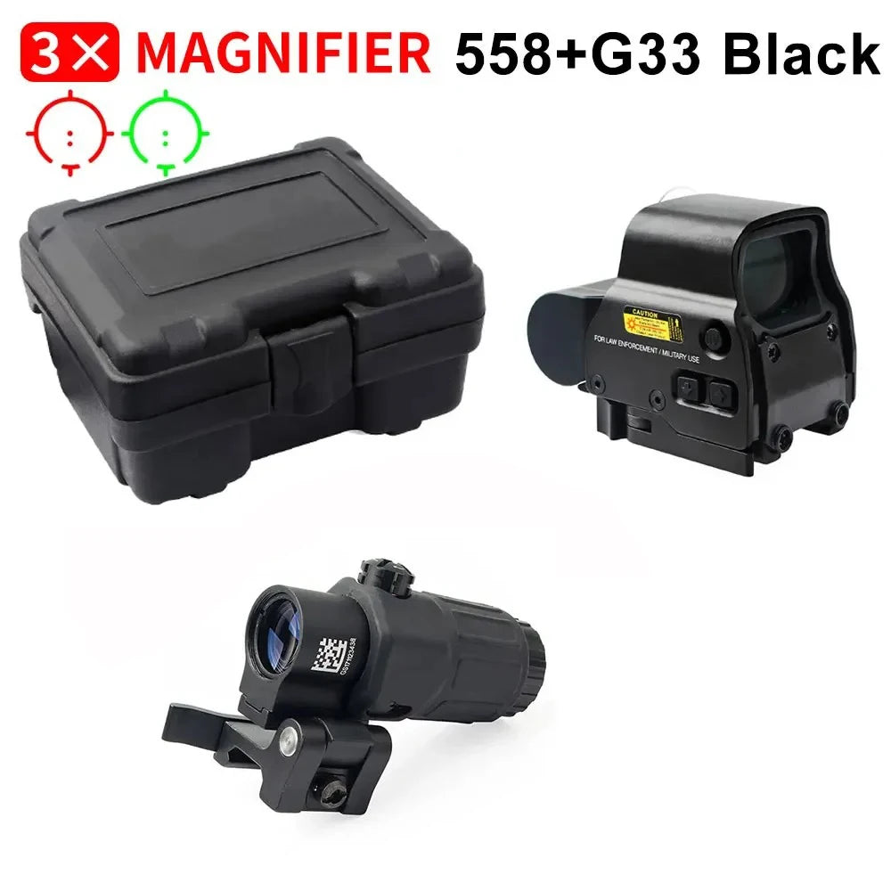 558+G43 Holographic Collimator Sight 558+G33/G45 Red Dot Optic Sight Tactical Hunting Gear W/20mm
