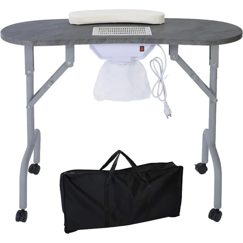 Portable Manicure Table Foldable Nail Desk with Dust Collector Professional Nail Tech Table