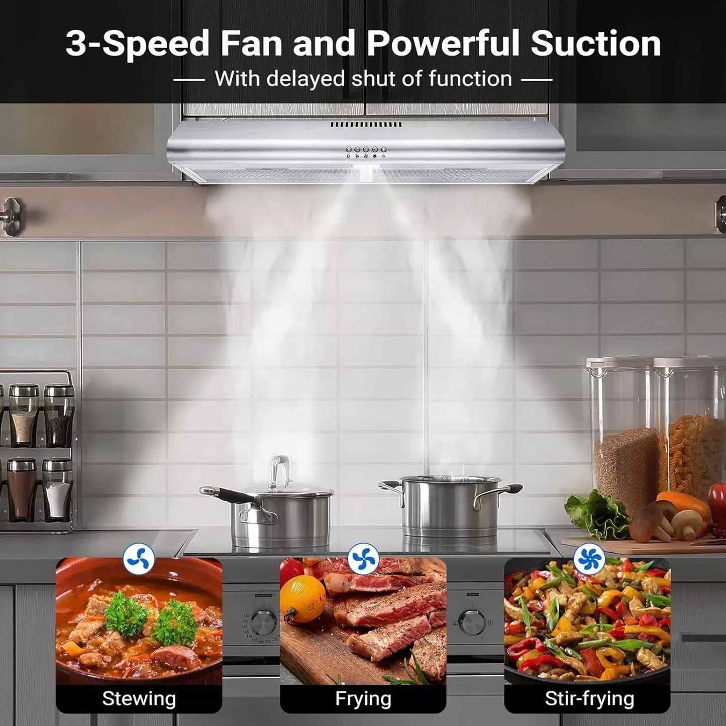 30 inch Kitchen Under Cabinet Stainless Steel 250CFM Carbon Filter Range Hood