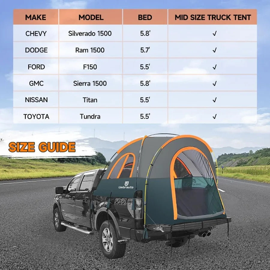 Truck Bed Tent 5.56ft: Easy Up UMBRAUTO Pickup Truck Tents for Camping Waterproof PU3000mm Canopy