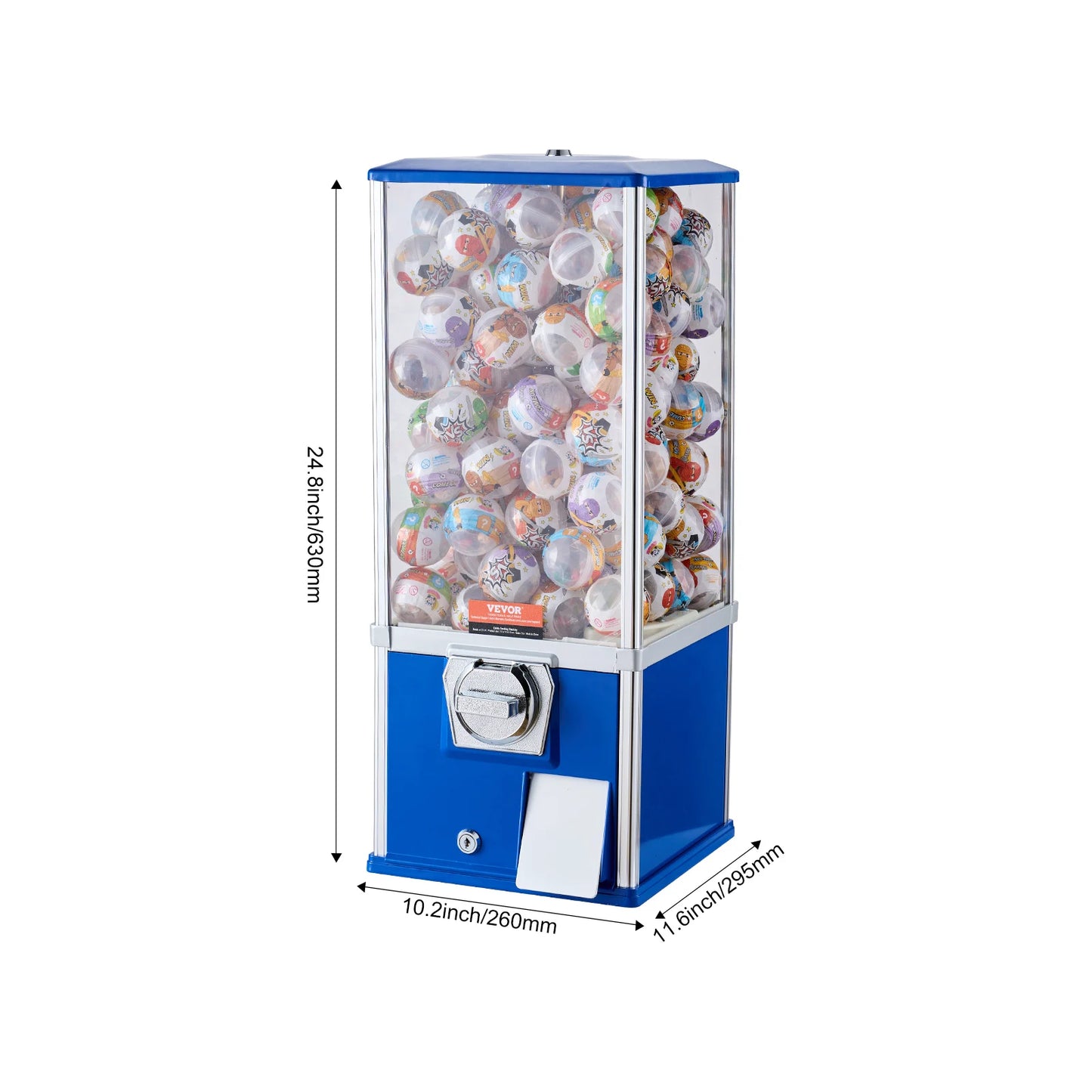 VEVOR 25inch Gumball Machine for Kids PS 230 Capsule Toys Rectangle Blue/Game Stores Coin Operated