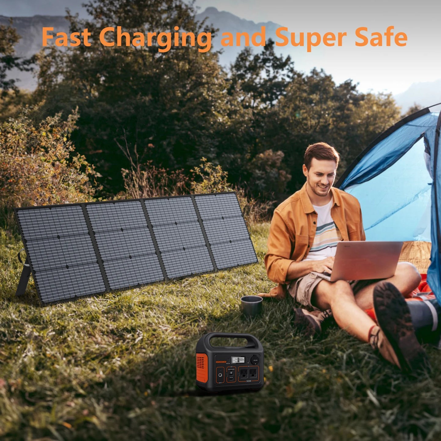 MHPOWOS Portable Solar Charger 40V 220W Foldable Solar Panel Kit for Jackery Bluetti Ecoflow