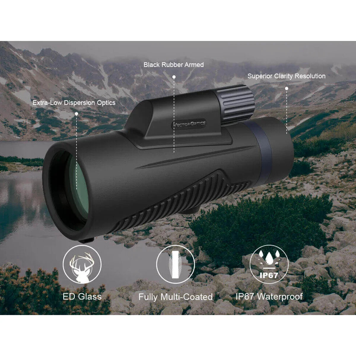 Vector Optics 10X50 Ed Monocular Maifeng Long Range Ed Telescope Bak4 Phase Correction Coated