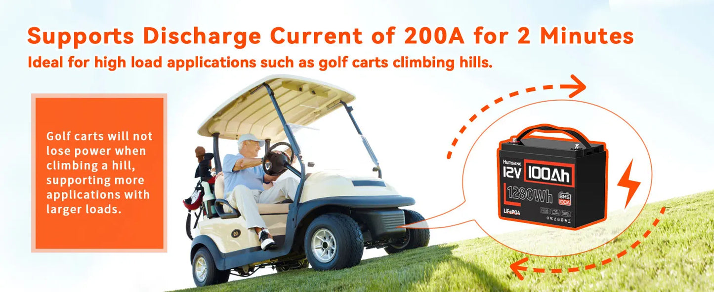 Humsienk 12V 100Ah Built-in 100A BMS Lithium Iron Phosphate Battery Packs