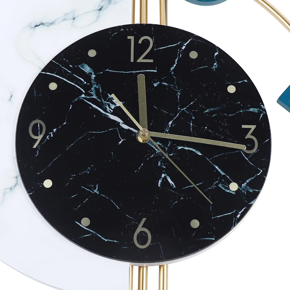 Silent Wall Clock Wall Decorations Creative Semicircle Marble Quartz Wall Clock Gift