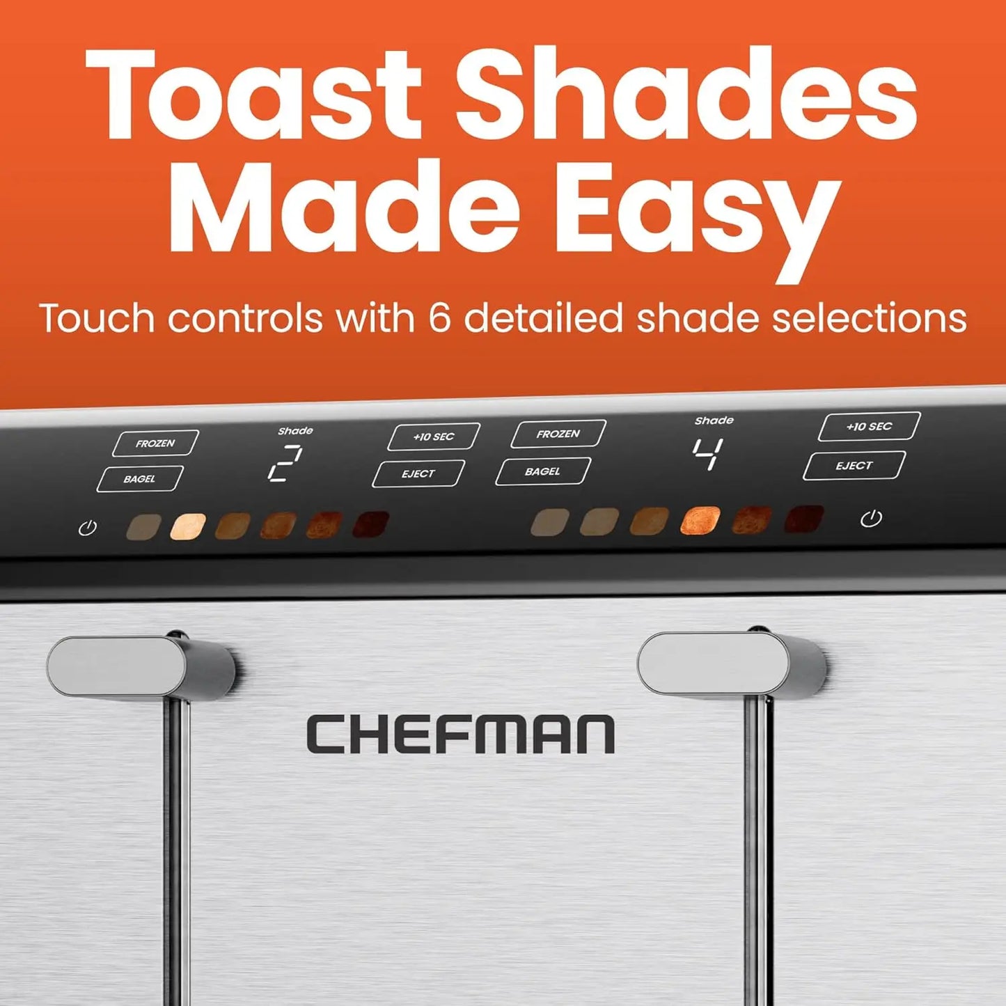 CHEFMAN Smart Touch 4-Slice Digital Toaster/Extra-Wide Slots 6 Settings Touchscreen Bagel Function
