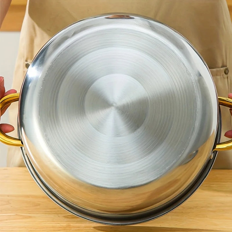 5-Piece Golden Stainless Steel Cookware Set - Durable, Multi-Purpose, Easy to Clean, Non-Stick