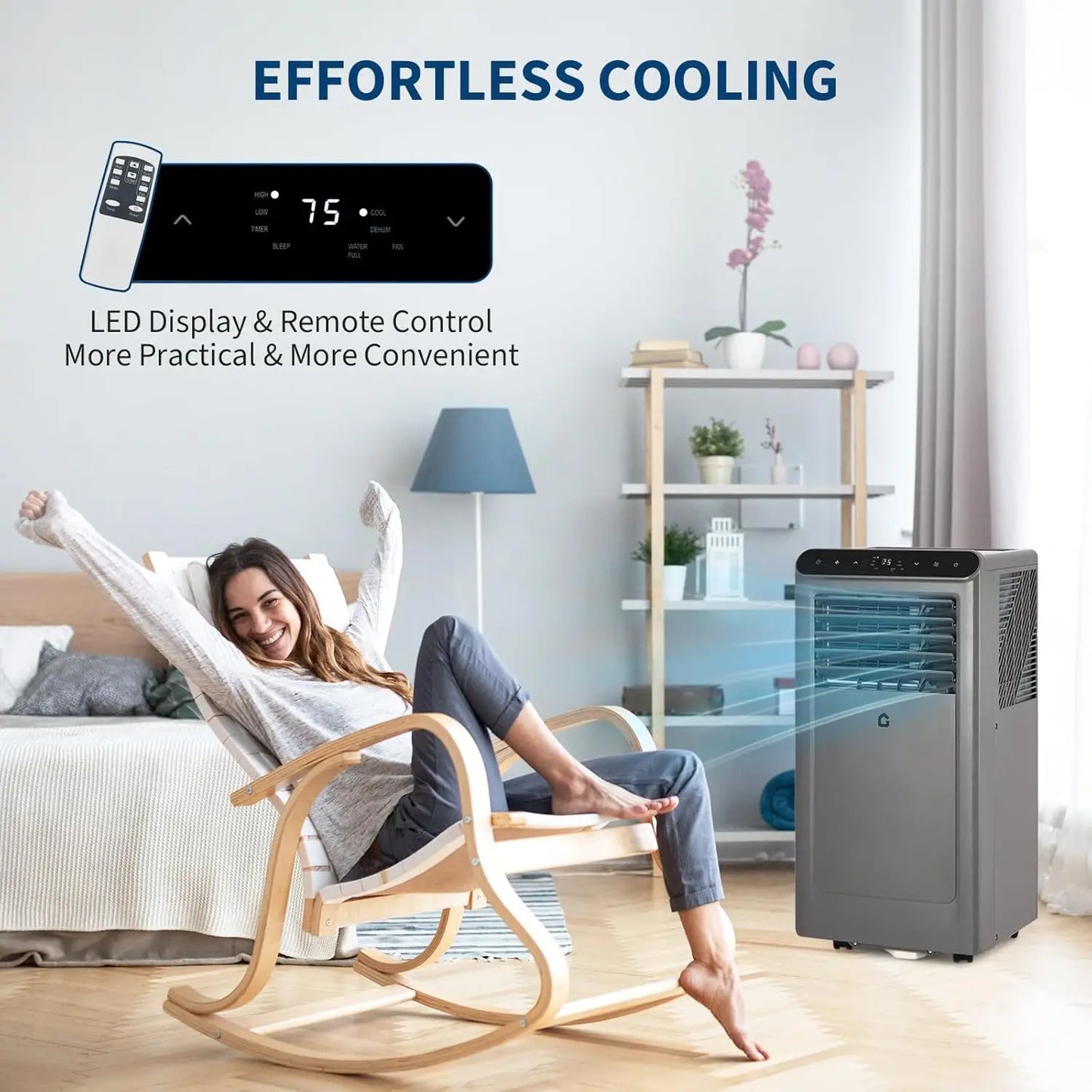 8000BTU Portable Air Conditioner 3-in-1 Cooling/Dehumidifier & Fan, Cools 350 Sq.Ft, Quiet w/Remote