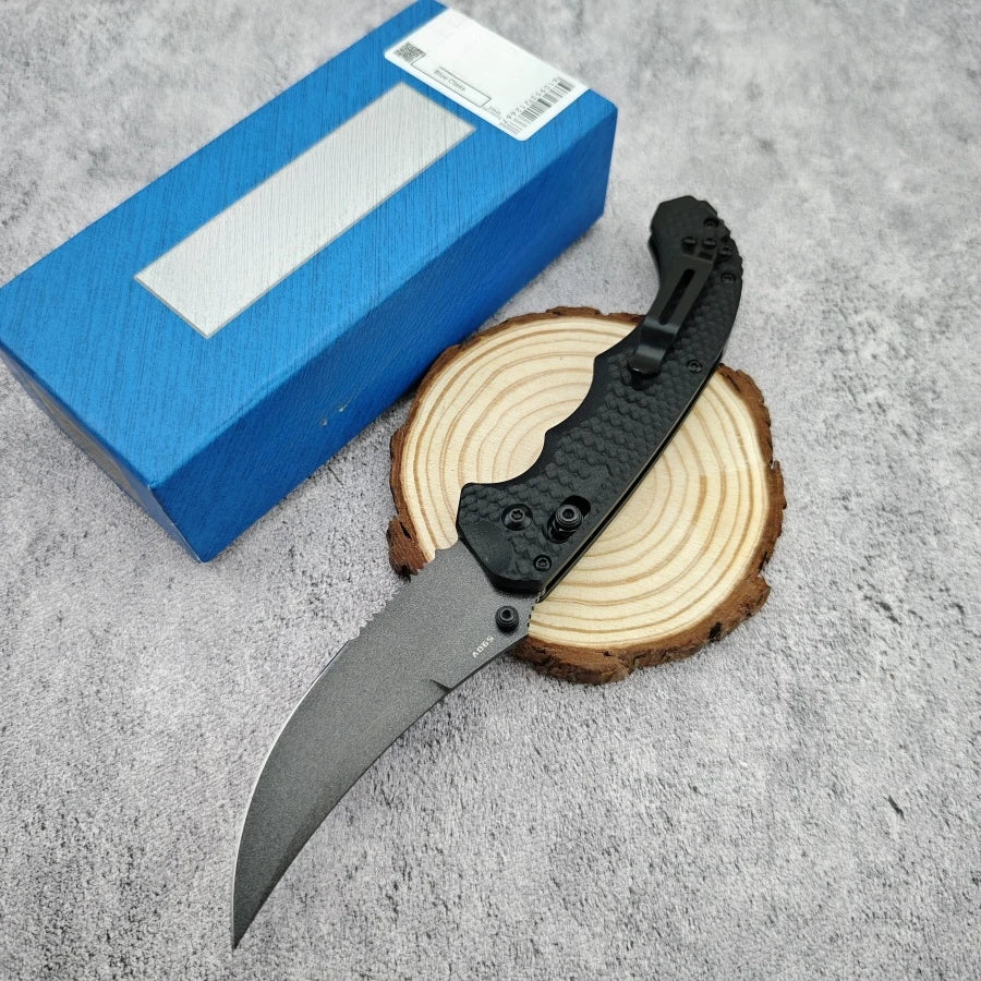 Curved-edge Folding Knife BM865 with D2 Blade and G10 Handle. A Man's Toy