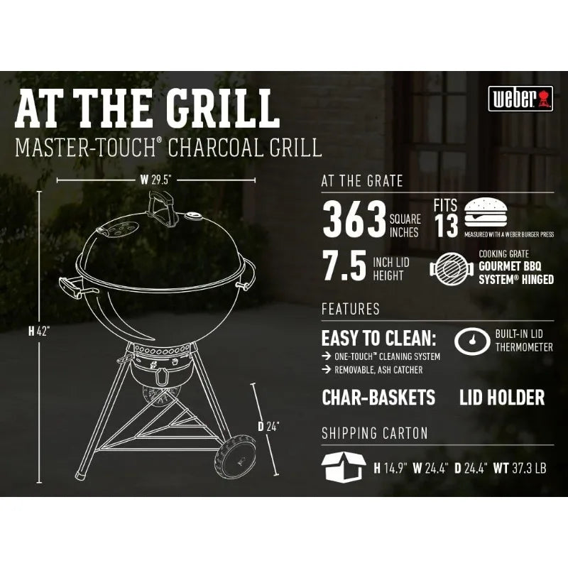 WEBER Master-Touch Charcoal Grill, 22-Inch, Black