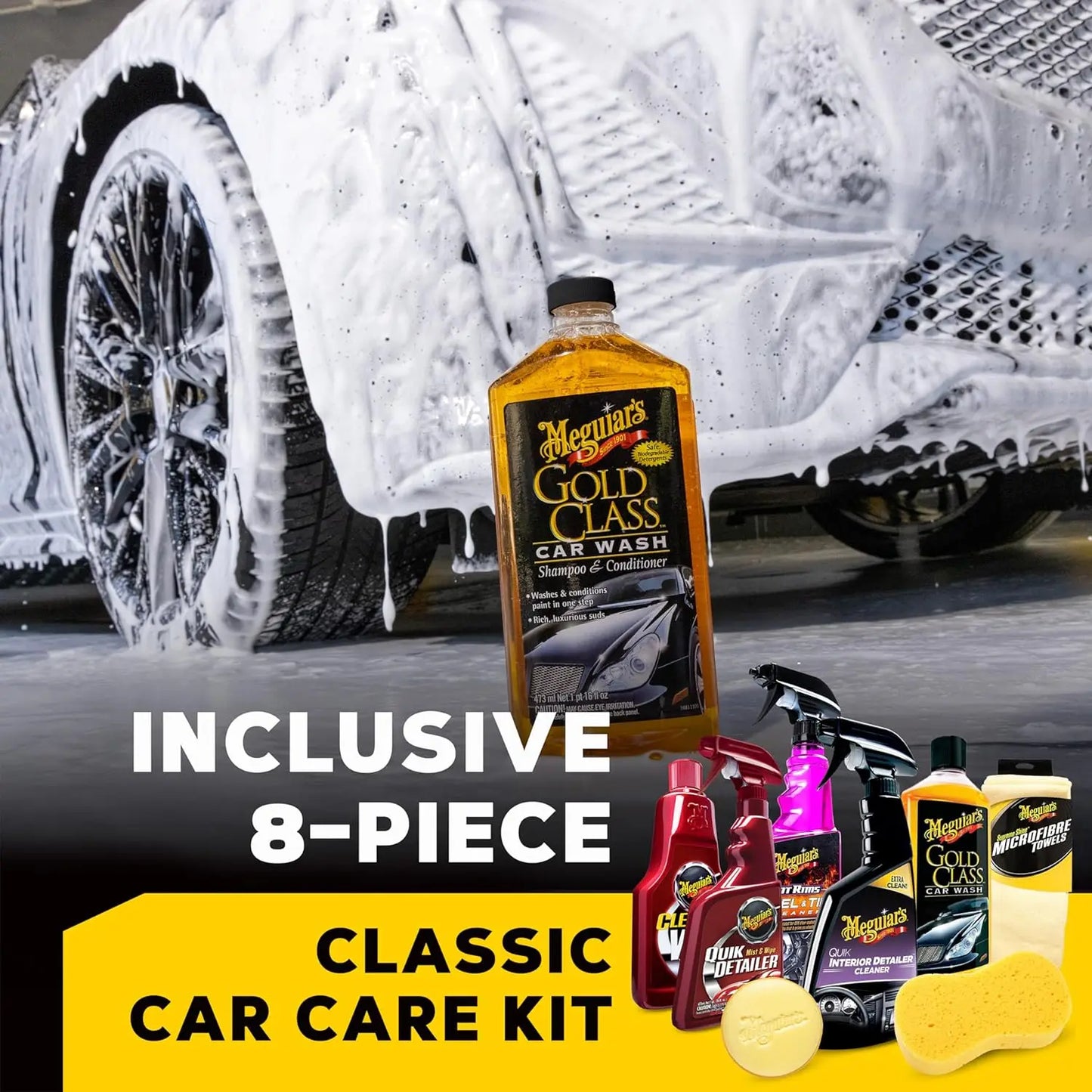 Classic Wash & Wax Kit, Car Cleaning with Soap and , Includes Other Products Like Detail Spray