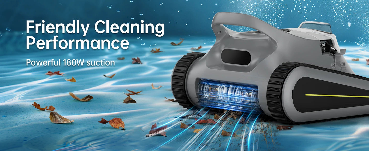 Pool Vacuum Cordless Pool Cleaners/In or Above Ground Pool/Wall Floor Waterline 180W Powerful