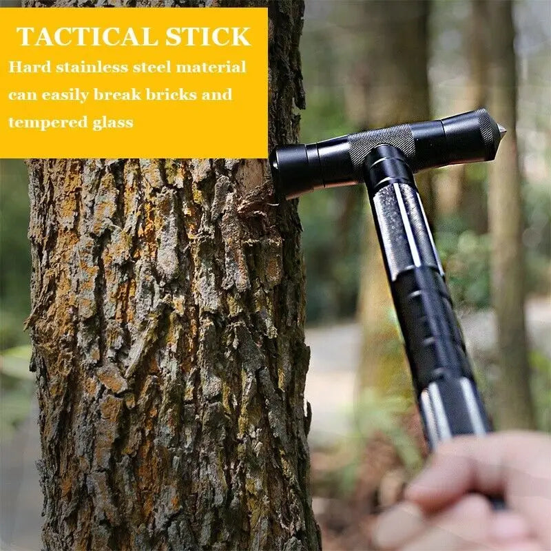 Tactical Trekking Poles Camping Multi Tool Kit Walking Cane Hiking Stick Survival Hunting