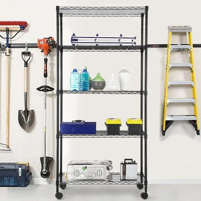 Storage Shelves 2100Lbs Capacity, 6-Shelf on Casters 48" L×18" W×72" H Commercial Wire Shelving Unit