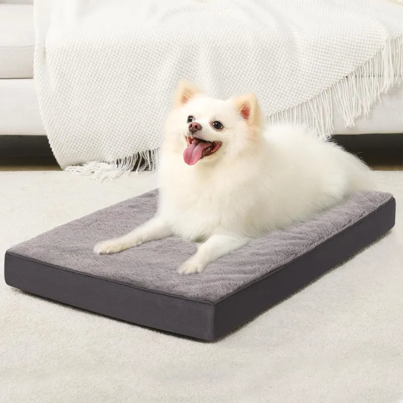 Orthopedic  Bed Dog Crate Bed Waterproof beds for Small Dogs Deluxe Plush Washable  Bed w/Egg Crate