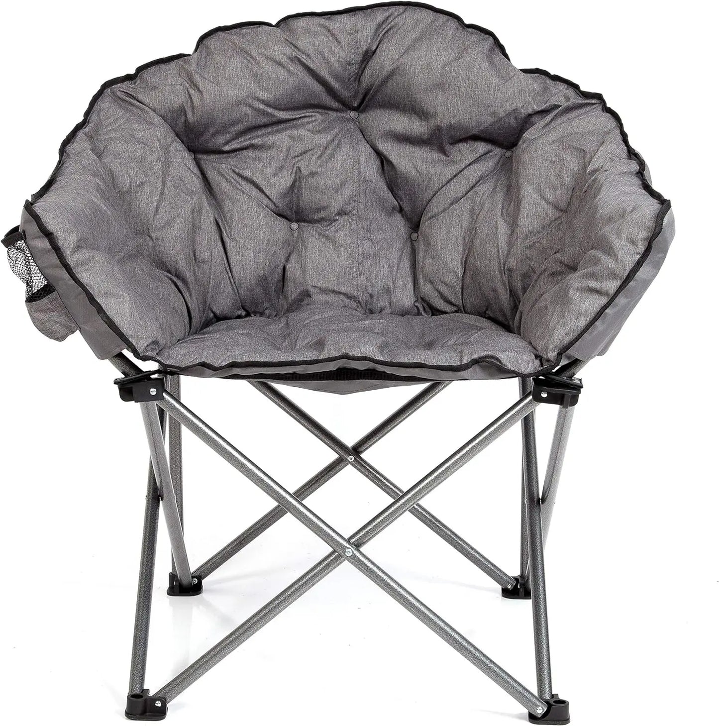 C932S-129 Padded Cushion Outdoor Folding Lounge Patio Club Chair, Gray