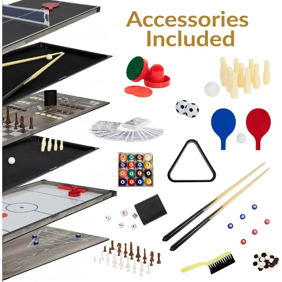 10-in-1 Table/Multi-Game w/Billiards Hockey Foosball Ping Pong Chess Checkers Backgammon Bowling