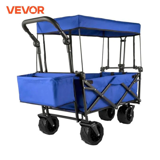 VEVOR Folding Wagon Cart W/ Adjustable Handle Bar Removable Canopy Oxford Cloth Collapsible