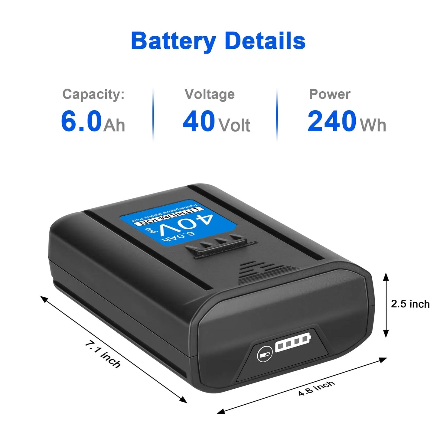 6.0Ah 40V Max Battery for Kobalt KB245-06 KB540-06 KB2540C-06 KB440-03 KB440-06 KB640-03 KB240-06