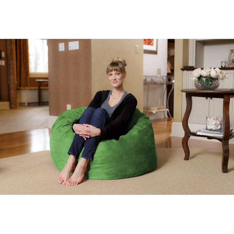 Foam Bean Bag Chair, 3-Feet, Lime Micro Suede