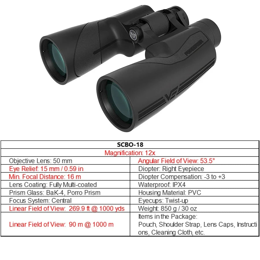 Pre-sale Vector Optics 12X50 Binocular Profesional Zoom Bak-4 Telescope Entry Level