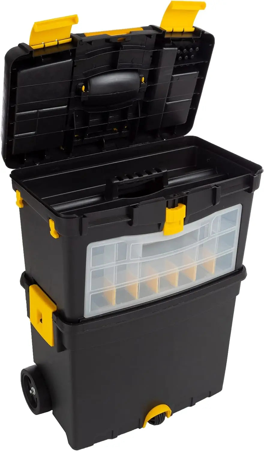 Stalwart Tool Box w/Wheels, Foldable Comfort Handle,& Removable Top – Toolbox Organizers & Storage