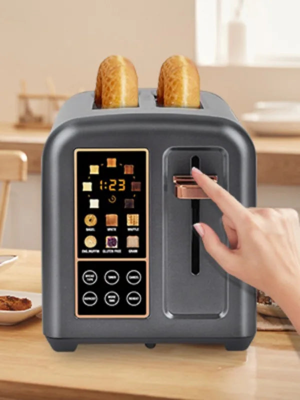 Toaster 2 Slice, Stainless Toaster LCD Display&Touch Buttons, 50% Faster Heating Speed, 1.5''Wide Slot, 1350W, Dark Metallic