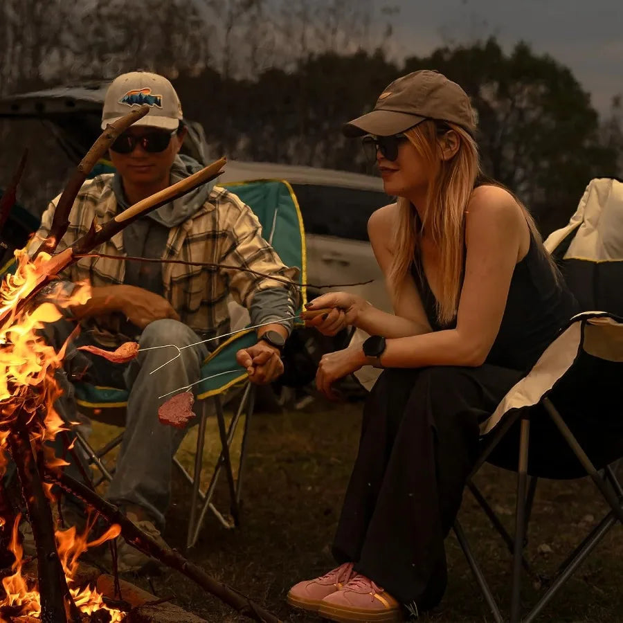 Oversized Camping Chair for Adults Heavy Duty Folding Chair w/Cup Holders Storage Pocket/Carry Bag