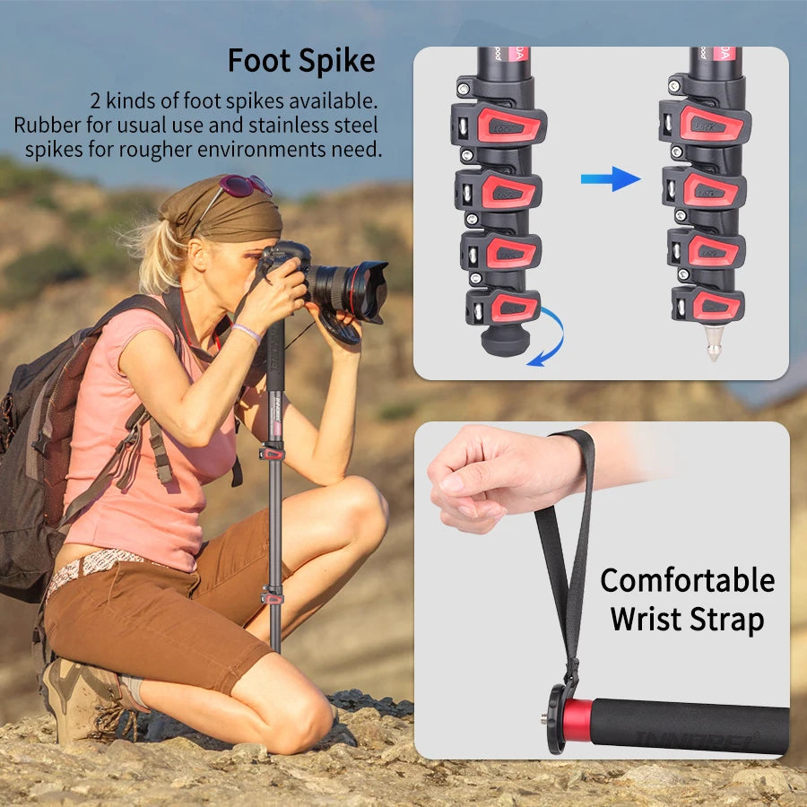 INNOREL VM60A/VM80A Aluminum Alloy Camera Monopod 170cm Video Stand for Canon Nikon GoPro DSLR